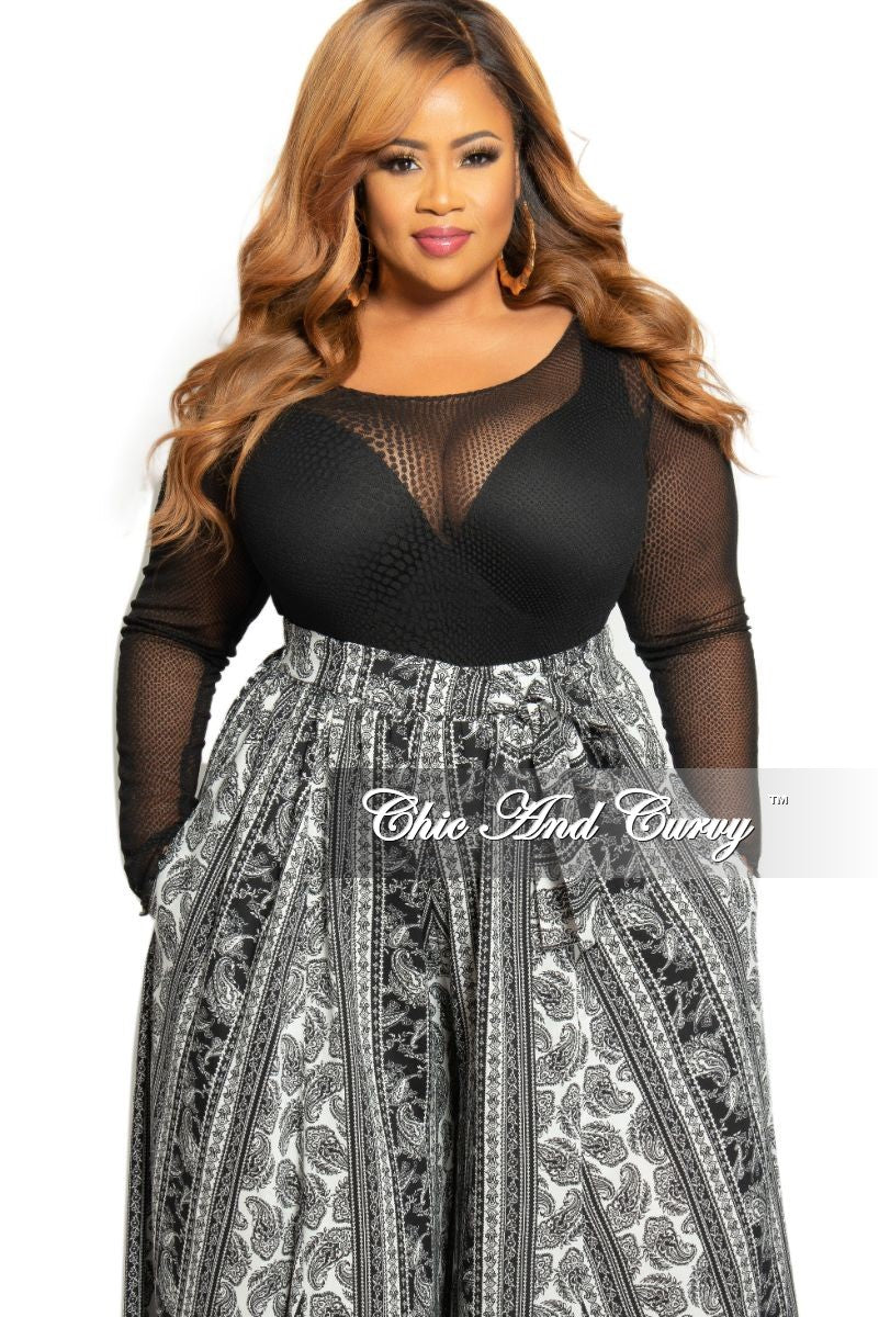 Final Sale Plus Size Long Sleeve Mesh Bodysuit in Black – Chic And Curvy