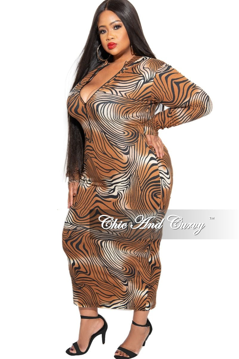 Final Sale Plus Size Reversible BodyCon Dress in Brown – Chic And Curvy