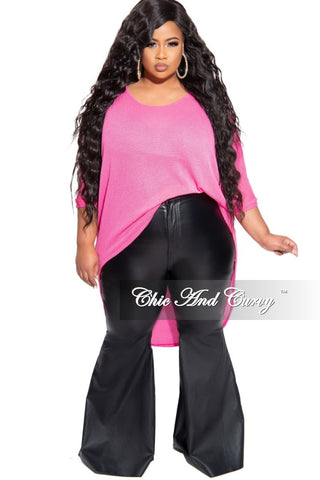 Final Sale Plus Size Knitted High-Low Top in Hot Pink