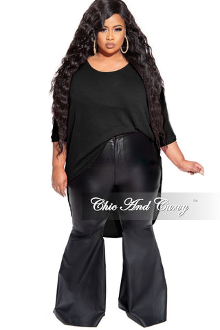 Final Sale Plus Size Knitted High-Low Top in Black