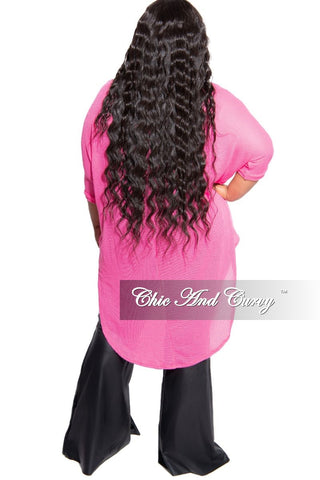 Final Sale Plus Size Knitted High-Low Top in Hot Pink