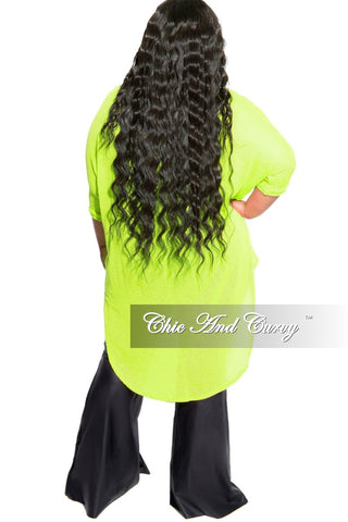 Final Sale Plus Size Knitted High-Low Top in Lime