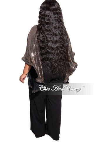 Final Sale Plus Size Faux Sequin Bell Sleeve Top in Gold