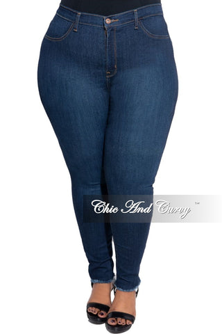 Final Sale Plus Size Frayed Hem Jean in Dark Denim