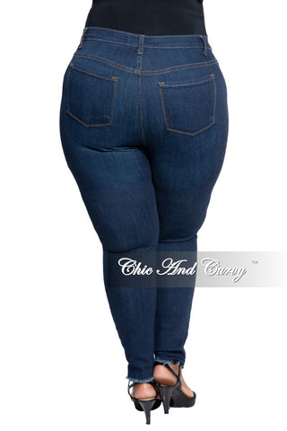 Final Sale Plus Size Frayed Hem Jean in Dark Denim