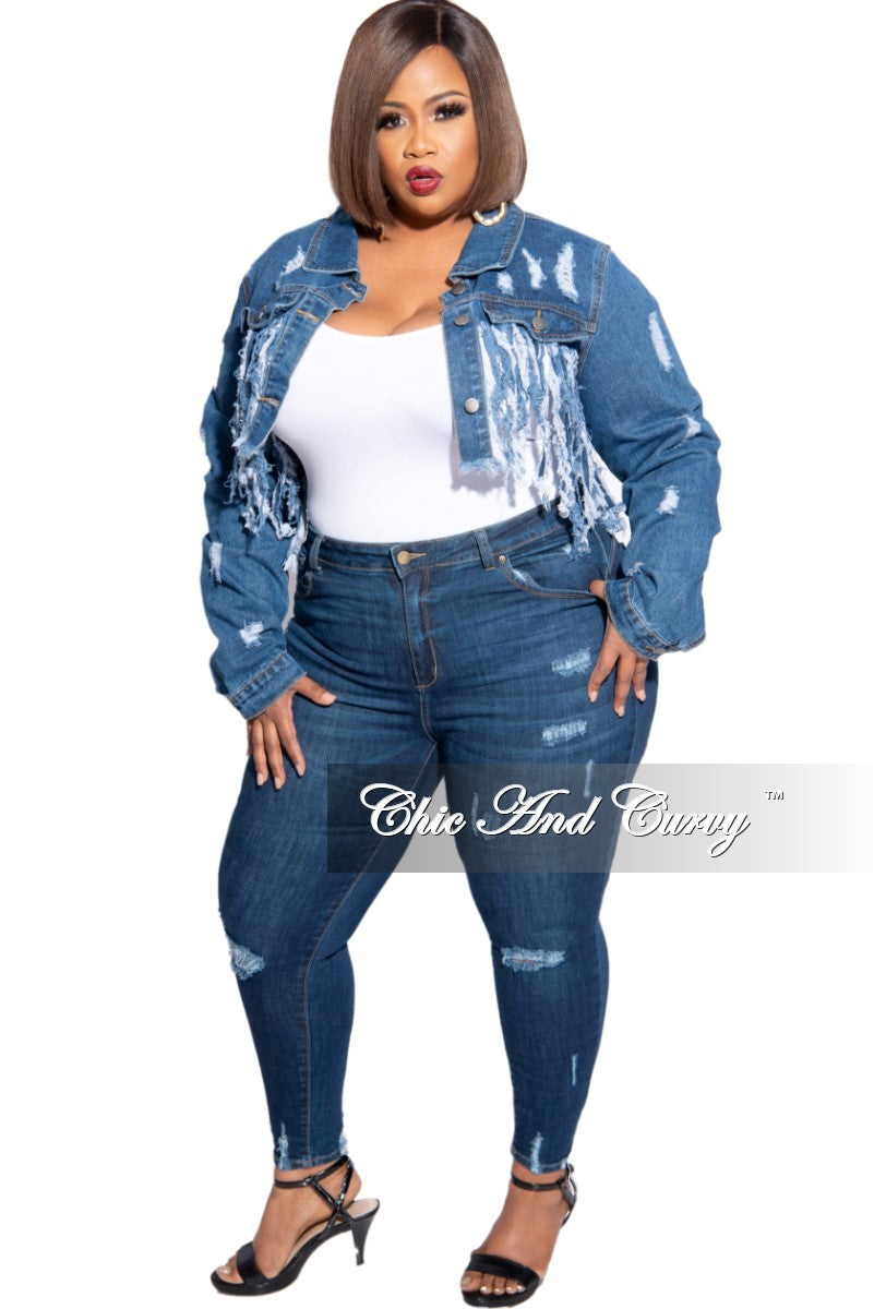 Final Sale Plus Size Spot Distressed Jean in Denim