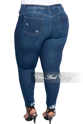 Final Sale Plus Size Spot Distressed Jean in Denim