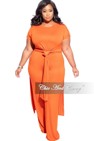 Final Sale Plus Size Pants Set in Orange