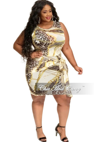 Final Sale Plus Size 2-Piece Mesh Top and Skirt Set in Animal Chain Print